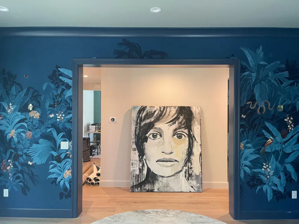 Blue wallcovering project in Delray, Florida