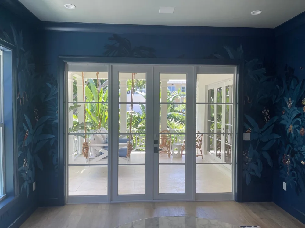 Blue wallcovering project in Delray, Florida, view 4
