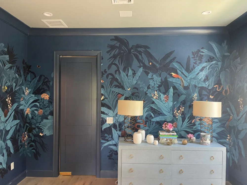 Blue wallcovering project in Delray, Florida, view 5