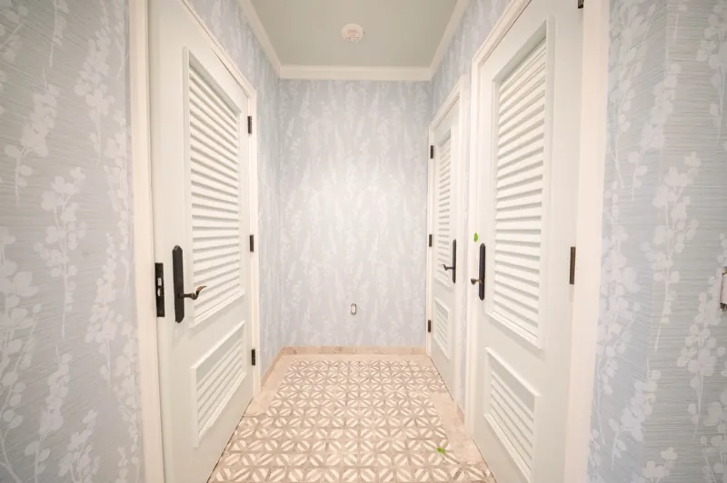 Card Sound Clubhouse hallway with textured wallcovering, installed by Wallcovering Pro