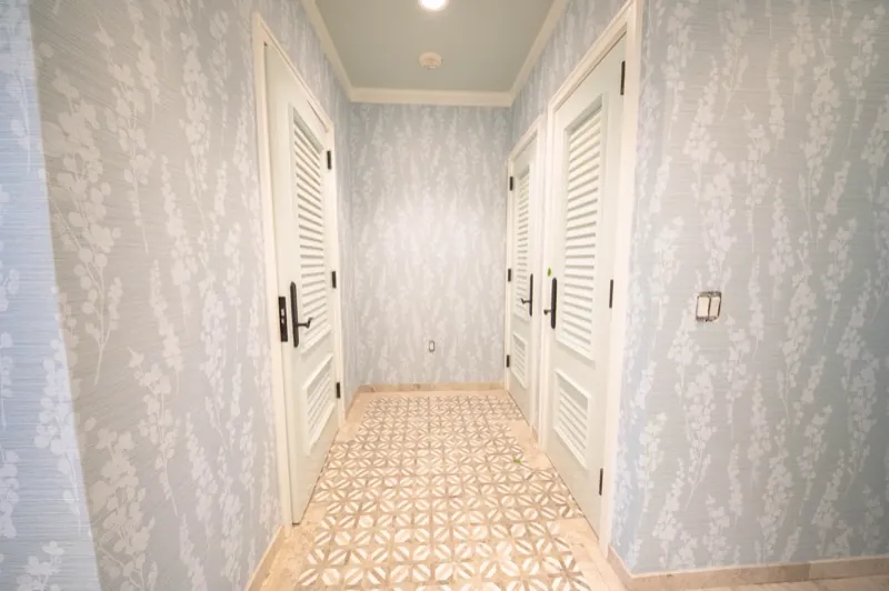 Card Sound Clubhouse hallway with patterned tile floor