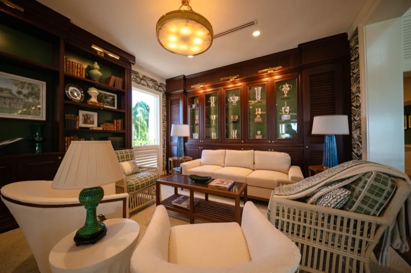 Card Sound Clubhouse bar and cabinet room with dark wood built-ins
