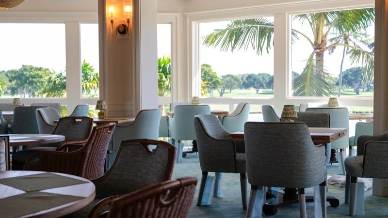 Card Sound Clubhouse sunroom overlooking the golf course